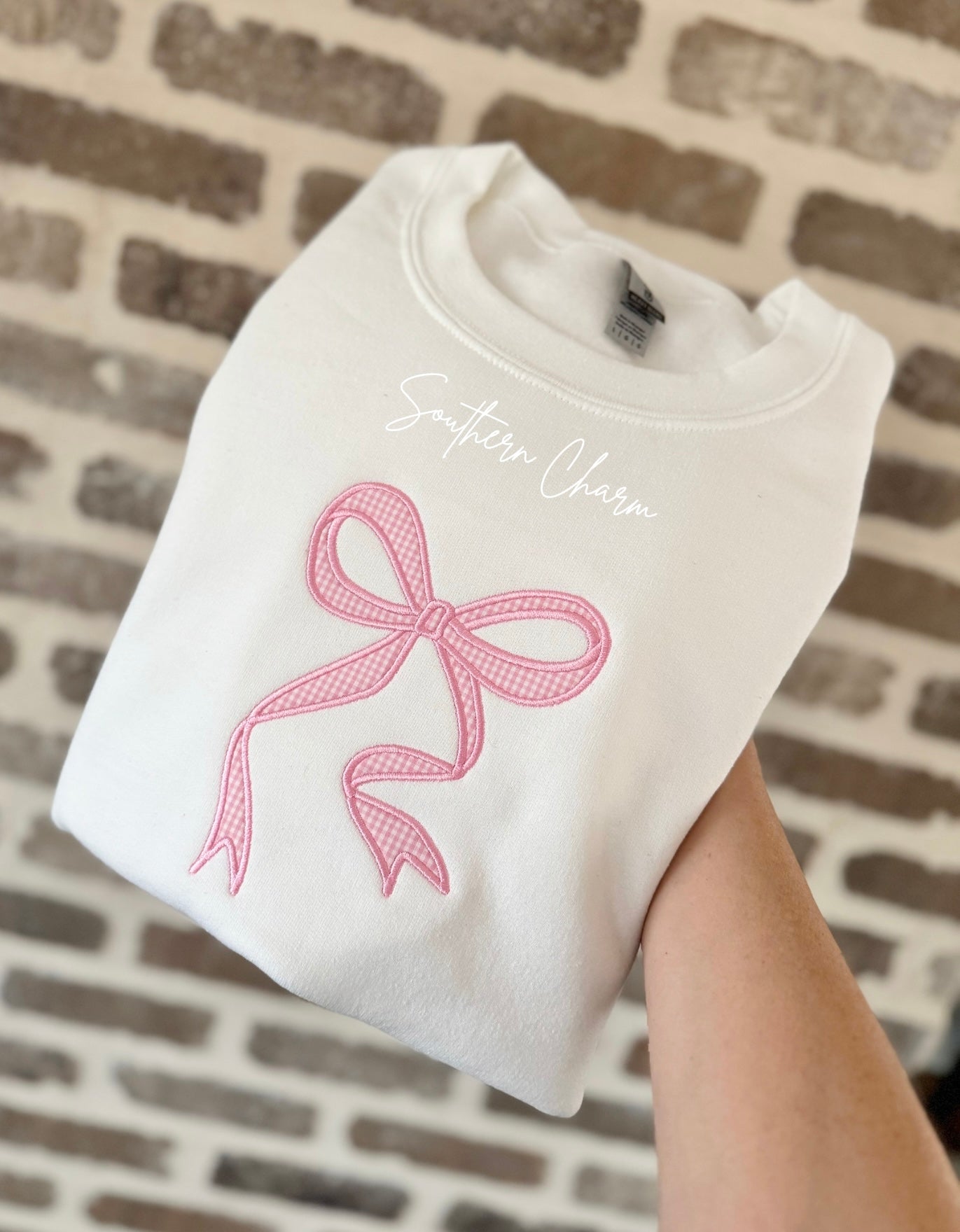Flowing Bow Applique crewneck