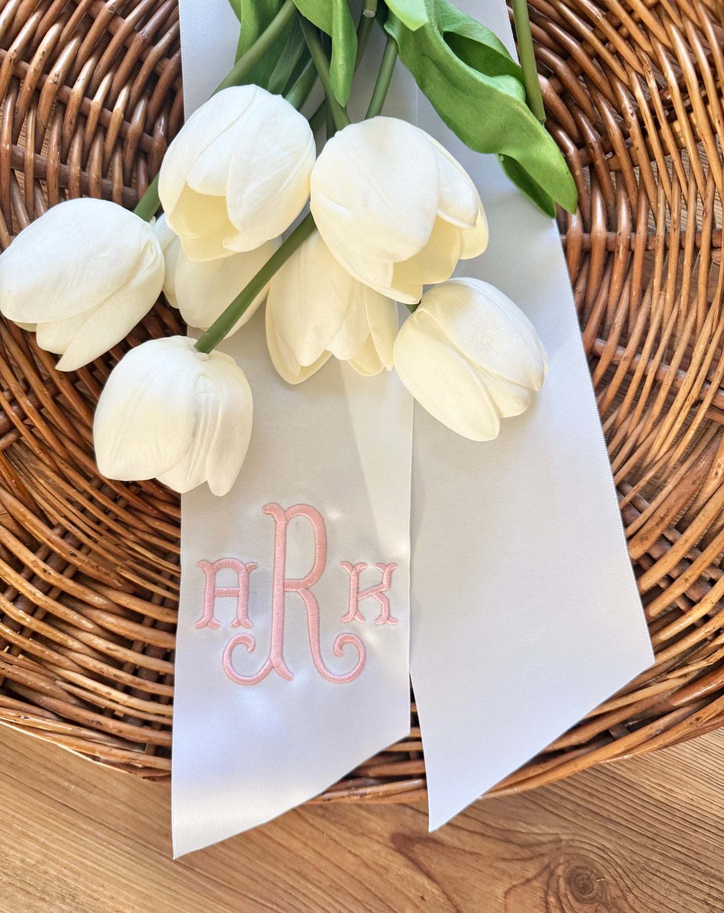 Monogrammed Prom Satin Ribbon- white