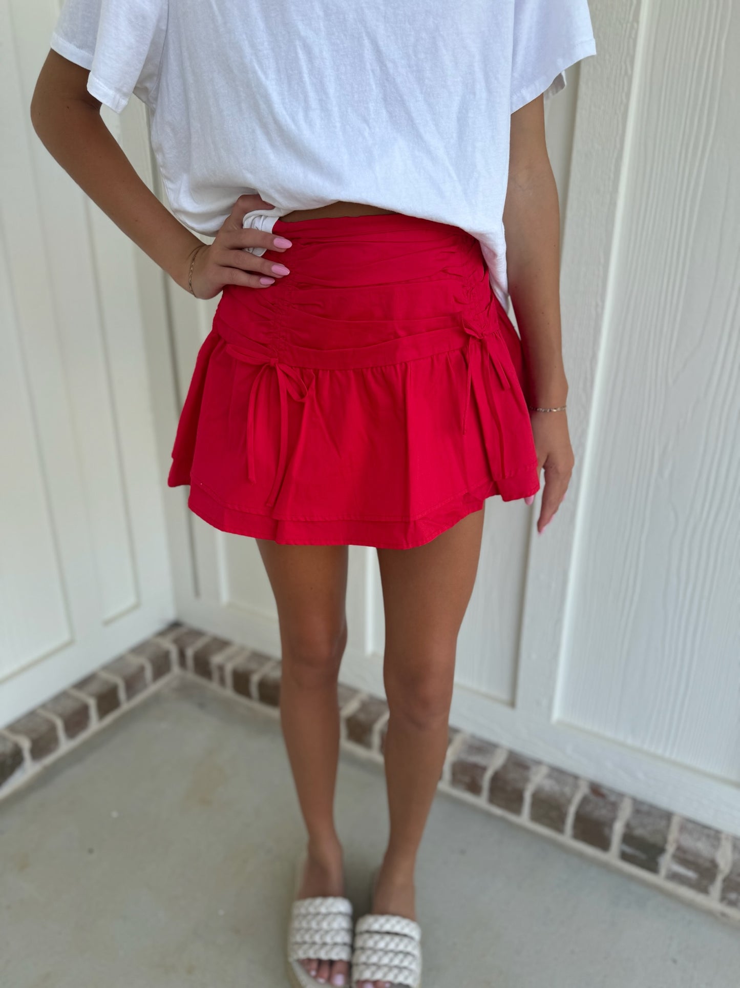 Red Game Day Mini-Skirt