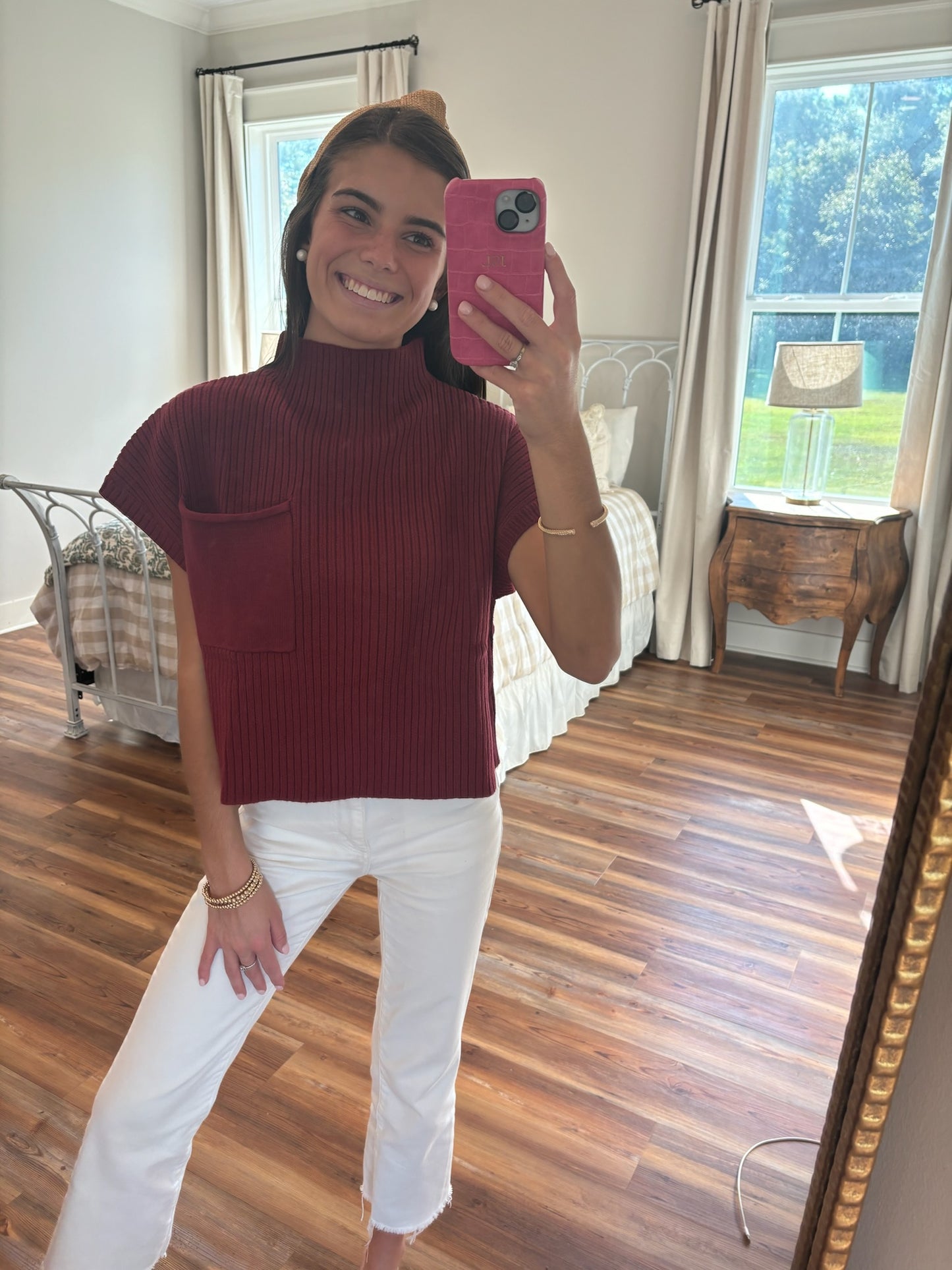 Ava Sweater Top in Ruby