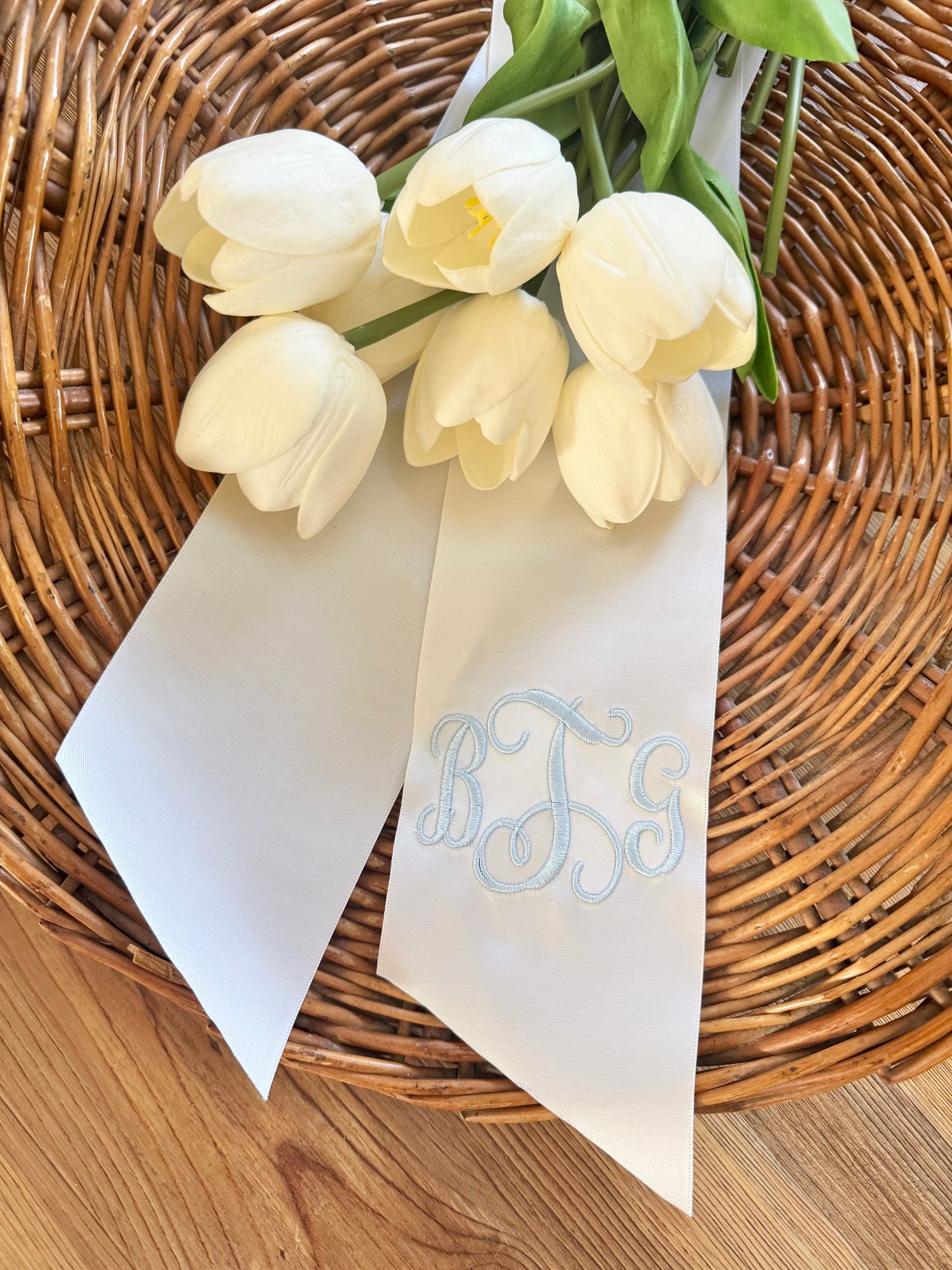Monogrammed Prom Satin Ribbon- white