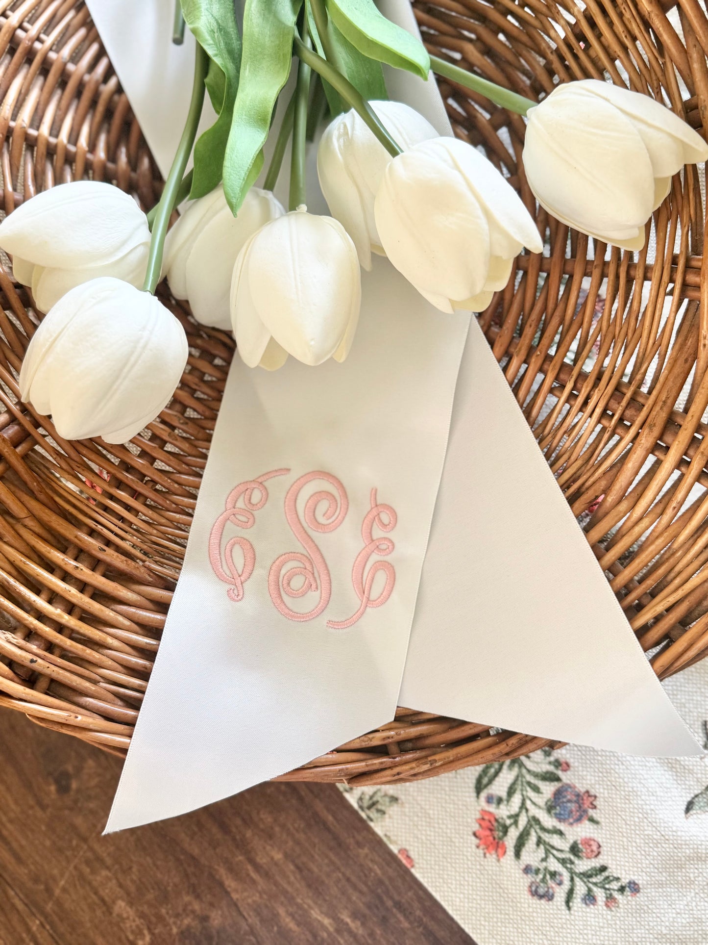 Monogrammed Prom Satin Ribbon- white