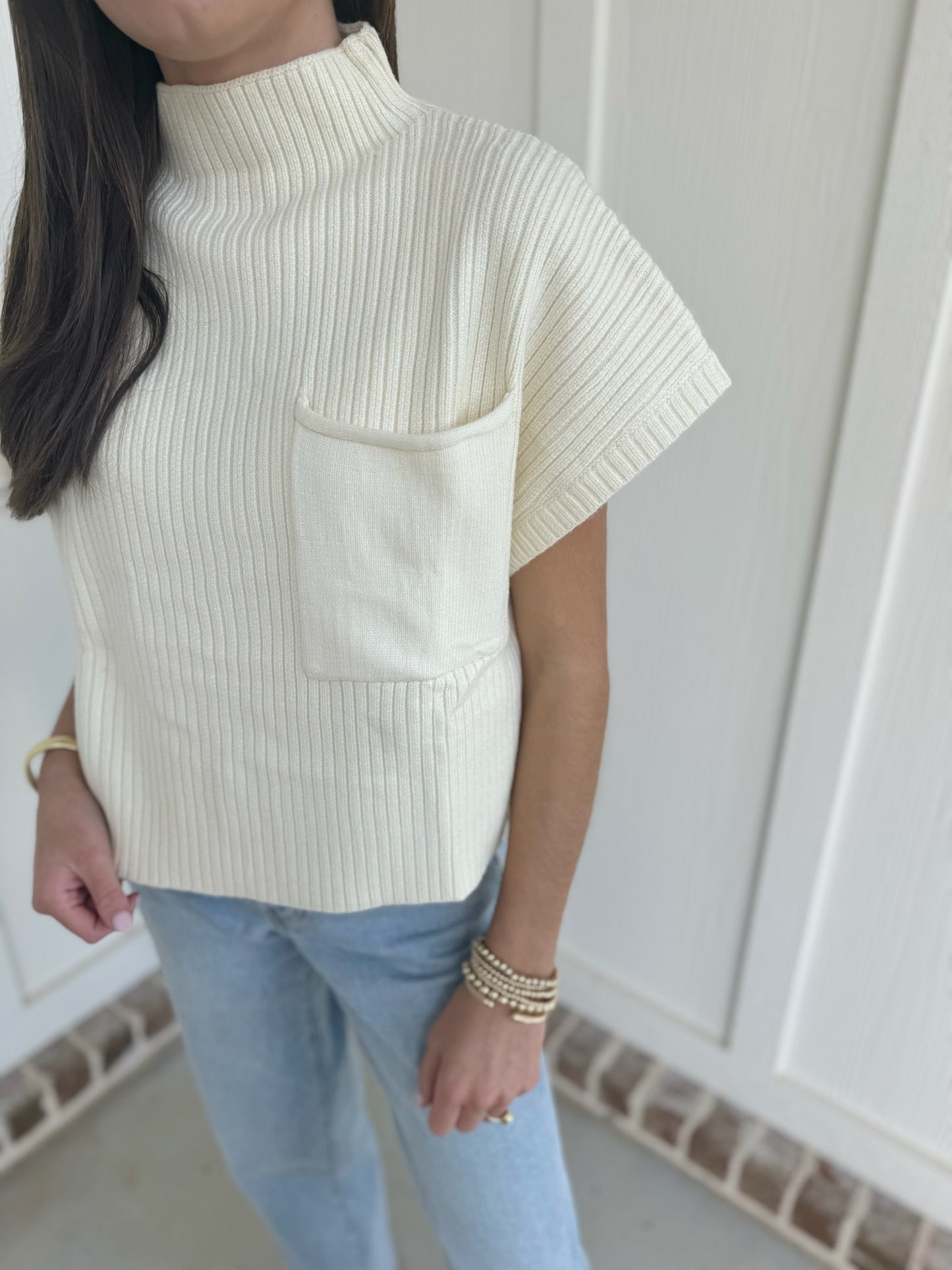 Ava Sweater Top in Cream
