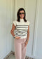 Allison Cream with Black Stripe Top