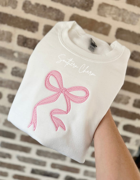 Flowing Bow Applique crewneck