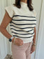 Allison Cream with Black Stripe Top