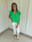Ryleigh Apple Green Flutter blouse