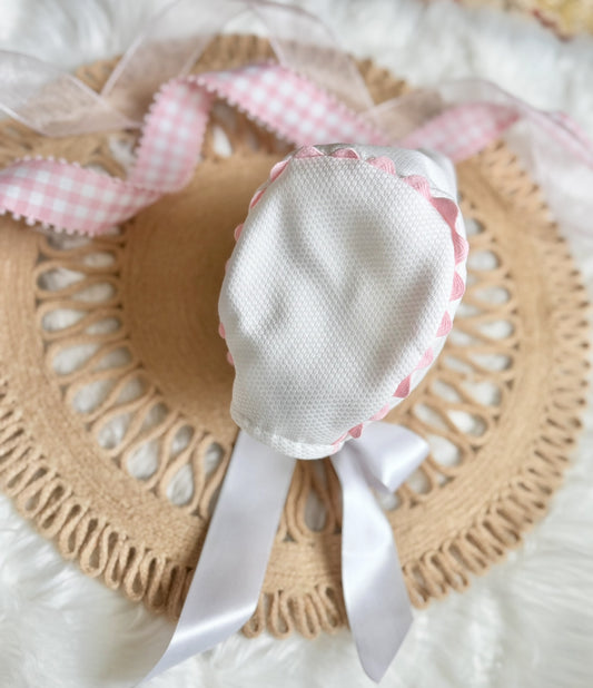 Baby Girl bonnet with RicRac 3-6 month