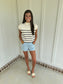 Allison Cream with Black Stripe Top