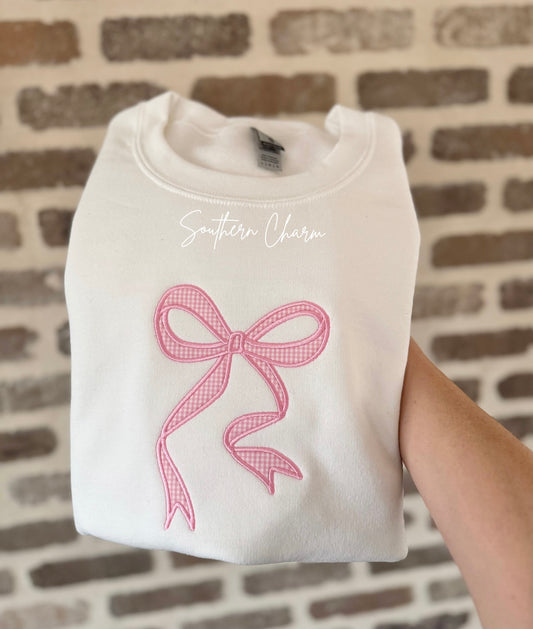 Flowing Bow Applique crewneck