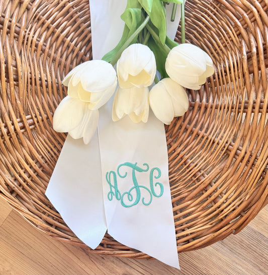 Monogrammed Prom Satin Ribbon- white