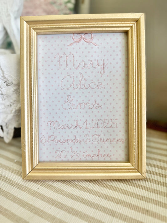 Baby Birth announcement frame insert (frame not included)