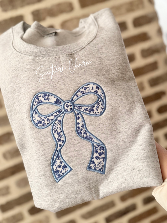 Preppy Bow Applique Crewneck
