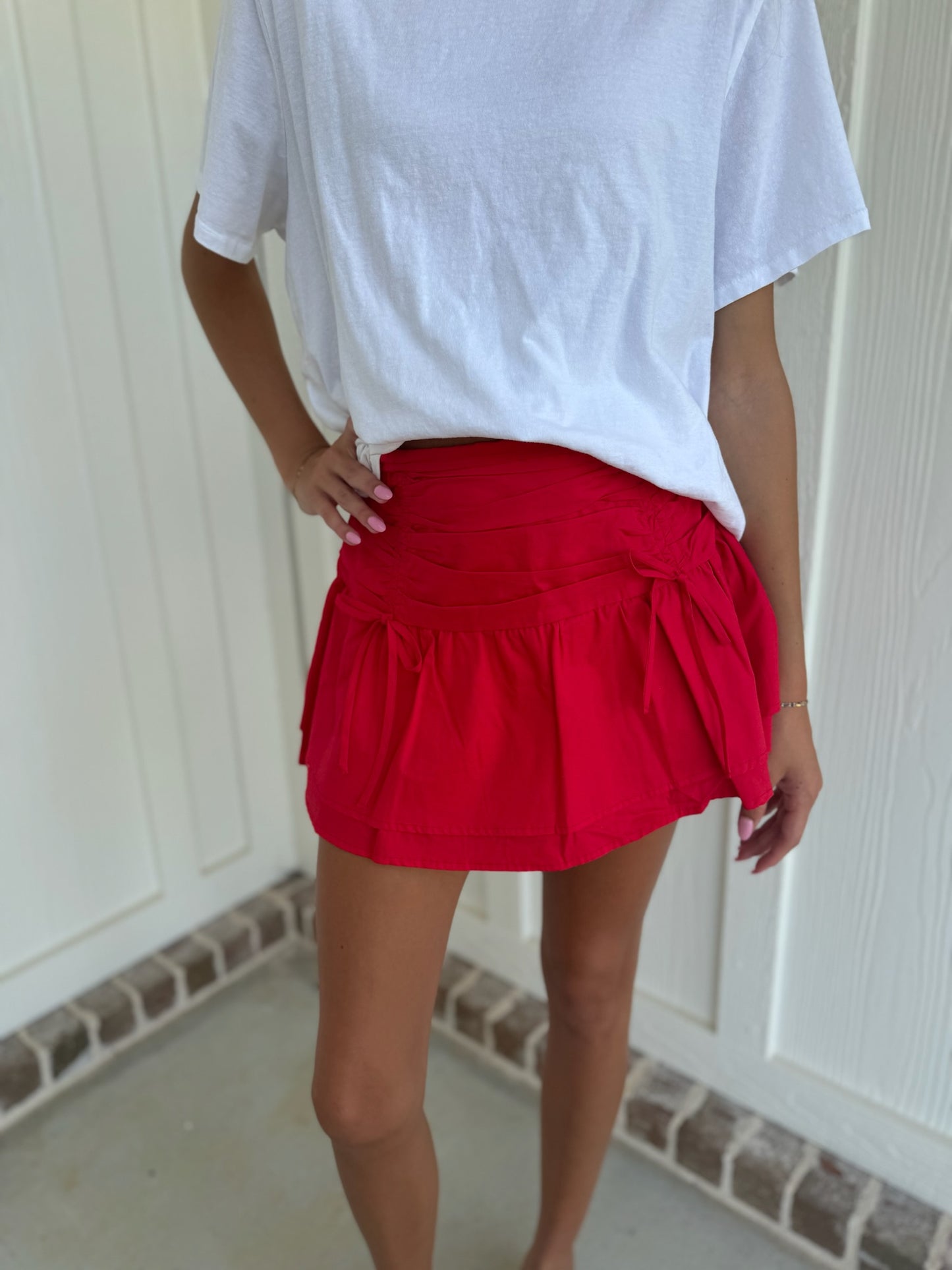 Red Game Day Mini-Skirt