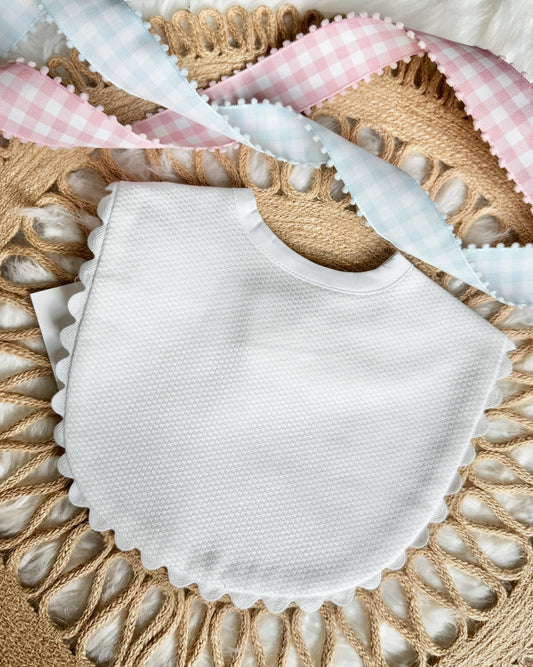Cotton Pique Baby Bib with RicRac trim