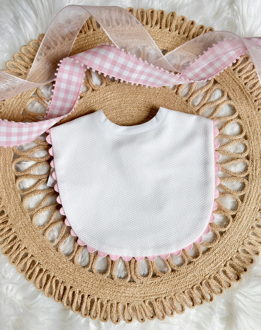 Cotton Pique Baby Bib with RicRac trim