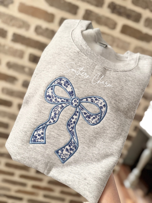 Preppy Bow Applique Crewneck