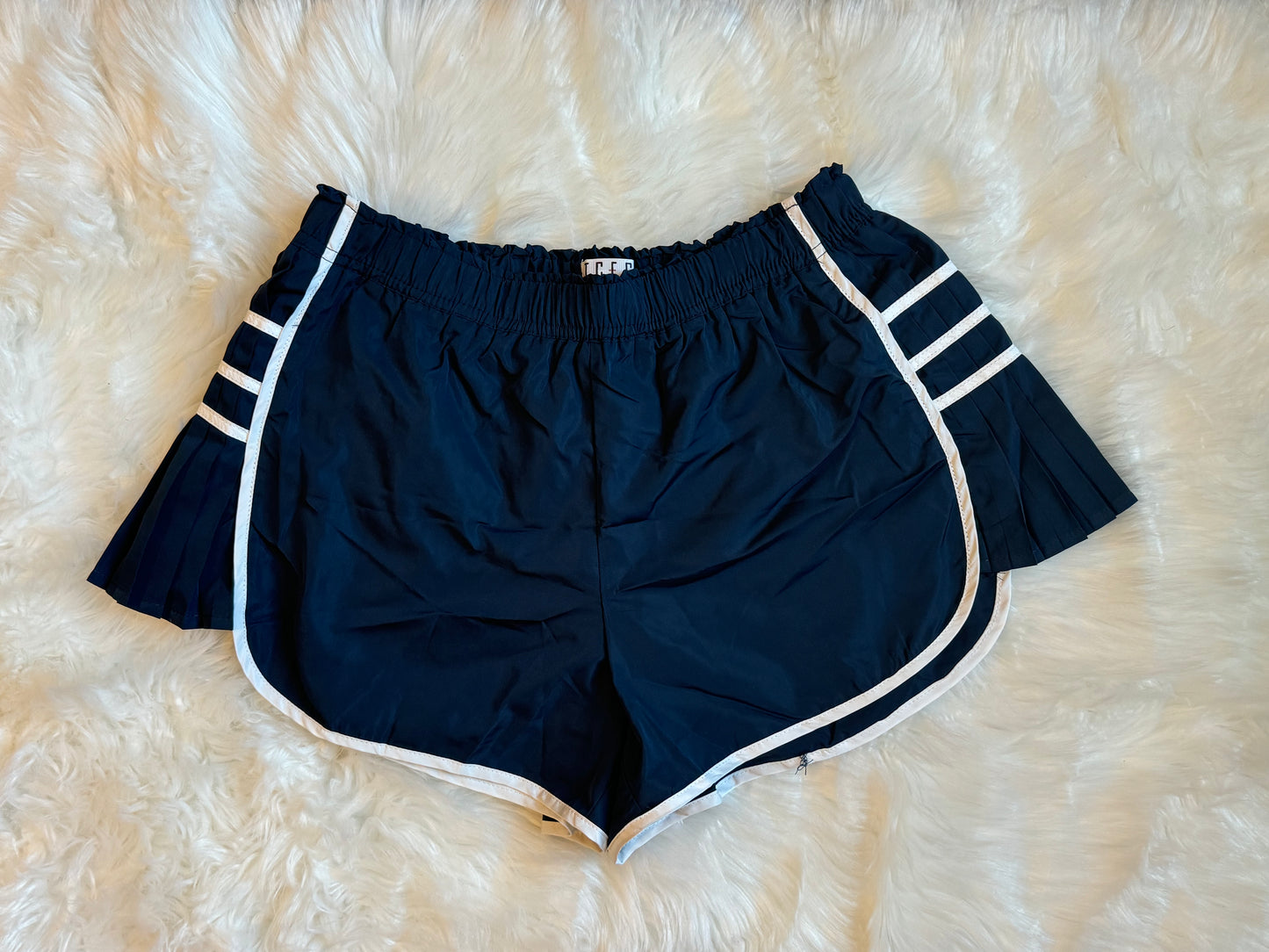 Navy Game Day Pleated shorts