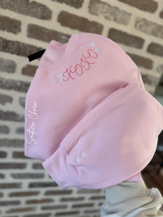 XOXO Collar Design with Sleeve detail Sweatshirt